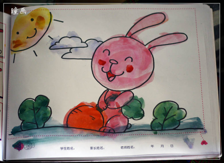 小兔子拔萝卜简笔画